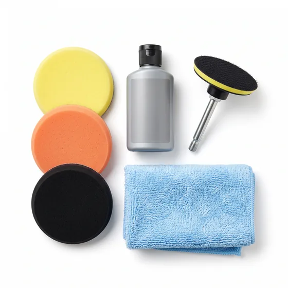 Scratch repair kit with drill polishing pads